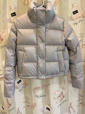 Light Gray Wunder Puff Cropped Jacket